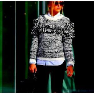 Banana Republic‎ Women's Wool Alpaca Blend Fringe Pullover Sweater Small